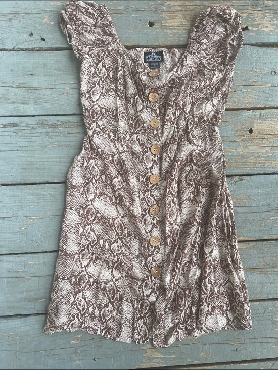 Angie Dresses & Skirts - Angie size Small Snake Print Button-Front Mini Dress in Brown & Cream